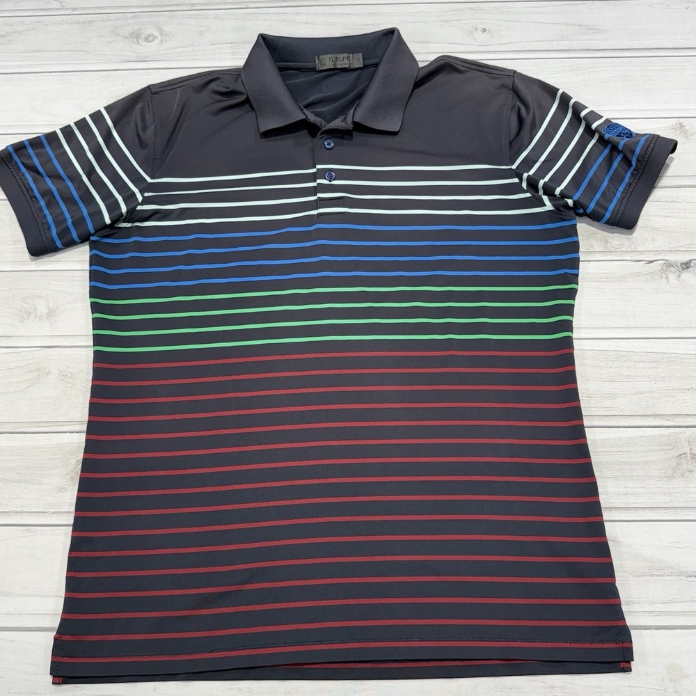 G Fore Polo Shirt Mens M Blue Red Green White Striped Performance Golf G/Fore G4